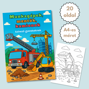 Nyomtatható színező  Munkagépek, mentők, kamionok (PDF, 20 oldal), Otthon & Életmód, Papír, írószer, Színező, Fotó, grafika, rajz, illusztráció, MESKA