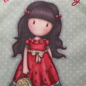 Kislány piros dinnyés ruhában-  egyedi gymbag hátizsák - Meska.hu