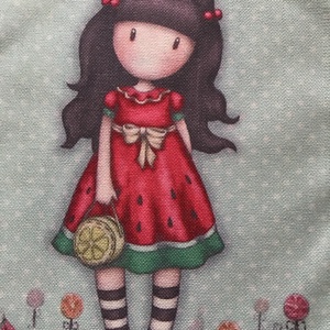 Kislány piros dinnyés ruhában-  egyedi gymbag hátizsák - táska & tok - hátizsák - hátizsák - Meska.hu