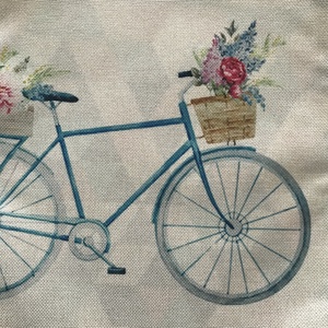 Kék bicikli virágos kosárral mintás egyedi gymbag hátizsák - Artiroka - táska & tok - hátizsák - tornazsák, gymbag - Meska.hu