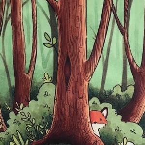 Kukucskáló róka az erdőben mintás egyedi gymbag hátizsák - Artiroka - táska & tok - hátizsák - tornazsák, gymbag - Meska.hu