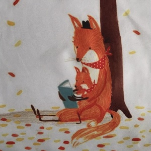 Róka mama mesét olvas mintás egyedi gymbag hátizsák - Artiroka, Táska & Tok, Hátizsák, Tornazsák, Gymbag, Varrás, Hímzés, MESKA