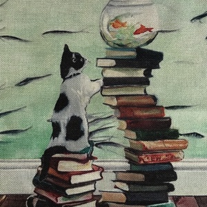 Cica és az aranyhal mintás egyedi gymbag hátizsák - Artiroka, Táska & Tok, Hátizsák, Tornazsák, Gymbag, Varrás, Hímzés, MESKA