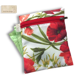 Vízálló egészségügyi betét tartó pipacsok és levelek mintával, Szépségápolás, Intim higiénia, Egészségügyi tartó, Varrás, MESKA