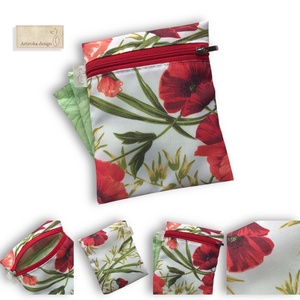 Vízálló  intimbetét tartó pipacsok és levelek mintával - Artiroka - szépségápolás - intim higiénia - intimbetét - Meska.hu