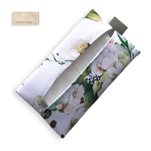 Rózsa mintás papírzsebkendő tartó vízálló textilből - Artiroka - táska & tok - pénztárca & más tok - zsebkendőtartó tok - Meska.hu