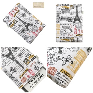 KÖNYVTOK - Párizs, Eiffel torony mintás  - Artiroka design  - könyv & zene - könyvtok - Meska.hu