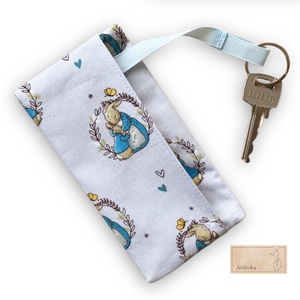 Nyuszi mintás egyedi prémium pamut kulcstartó  - Meska.hu