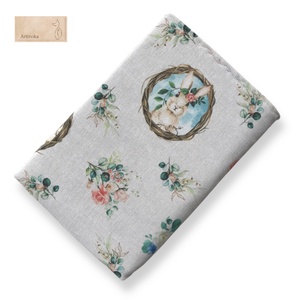 Nyuszi és virág mintás KÖNYVTOK pamut textilből - könyv & zene - könyvtok - Meska.hu