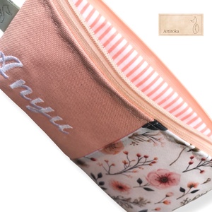 Barack színű, virágok mintás tolltartó neszesszer akár  NÉVHÍMZÉSSEL - Artiroka design - táska & tok - neszesszer - Meska.hu