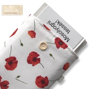 Bélelt könyvtok, pipacs virágok mintával, gombos zárral - Meska.hu