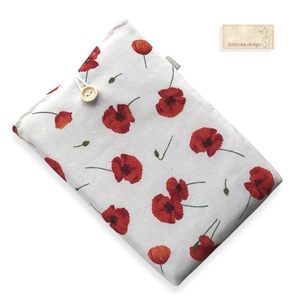 Bélelt könyvtok, pipacs virágok mintával, gombos zárral - könyv & zene - könyvtok - Meska.hu