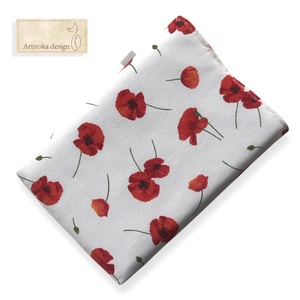 Bélelt könyvtok, pipacs virágok mintával, gombos zárral - könyv & zene - könyvtok - Meska.hu