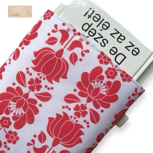 Könyvtok, népművészeti virágok mintával  - Meska.hu