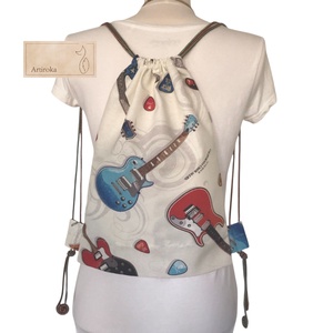 Gitár mintás egyedi gymbag hátizsák, fesztivál hátizsák - Artiroka - táska & tok - hátizsák - tornazsák, gymbag - Meska.hu