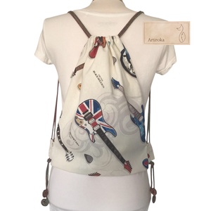 Gitár mintás egyedi gymbag hátizsák, fesztivál hátizsák - Artiroka - táska & tok - hátizsák - tornazsák, gymbag - Meska.hu