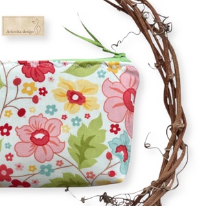 Színes, virágok mintás prémium pamut tolltartó neszesszer, szemüvegtok vagy mobiltok, Táska & Tok, Neszesszer, Varrás, Hímzés, MESKA