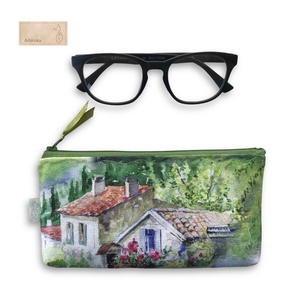 Prémium tolltartó neszesszer, szemüvegtok, Toszkán vidék mintás - Artiroka design  - Meska.hu