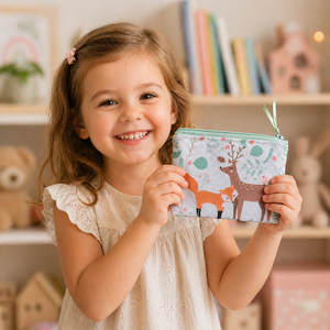 Erdei tisztás - Mackó és őz, róka mintás irattartó, pénztárca  - Meska.hu