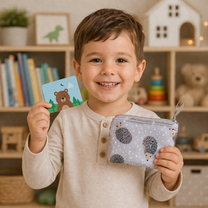 Sün család mintás irattartó  pénztárca pasztell szürke színben - Artiroka - Meska.hu