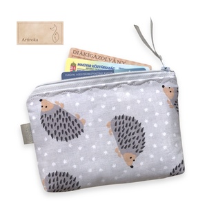 Sün család mintás irattartó  pénztárca pasztell szürke színben - Artiroka - táska & tok - pénztárca & más tok - kártyatartó & irattartó - Meska.hu