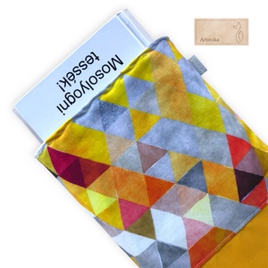 Könyvtok, vízálló textilből - színes geometria mintás - Meska.hu