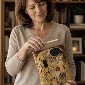 Könyvtok - Klimt,  A csók festménye mintával  - Meska.hu