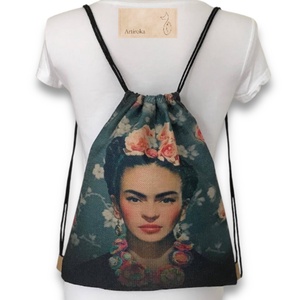 Frida Kahlo mintás egyedi gymbag hátizsák - Artiroka - táska & tok - hátizsák - tornazsák, gymbag - Meska.hu