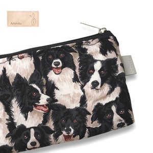 Border Collie kutya mintás, prémium pamut irattartó vagy tolltartó neszesszer, szemüvegtok - Artiroka design - Meska.hu