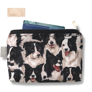 Border Collie kutya mintás, prémium pamut irattartó vagy tolltartó neszesszer, szemüvegtok - Artiroka design - táska & tok - pénztárca & más tok - pénztárca - női pénztárca - Meska.hu
