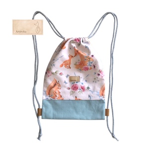 Róka mama kisrókával és mókus mama kismókussal mintás hátizsák, gymbag tornazsák, Játék & Sport, Ovis felszerelés, Ovis hátizsák, Varrás, Hímzés, MESKA