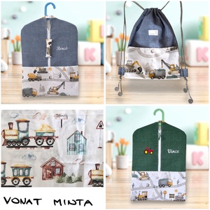 Munkagépek vagy vonatok mintás ovis  SZETT - Artiroka design - Meska.hu