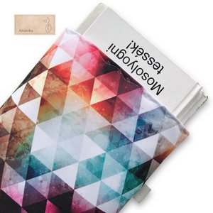 Vízálló KÖNYVTOK őszi színekben,  geometria mintával, Könyv & Zene, Könyvtok, Varrás, Hímzés, MESKA