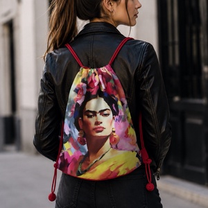 Frida Kahlo mintás egyedi gymbag hátizsák - Artiroka - táska & tok - hátizsák - tornazsák, gymbag - Meska.hu