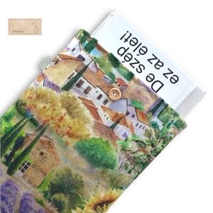 Könyvtok, prémium pamut textilből,  gombos zárral - Toszkán táj mintás  - Meska.hu