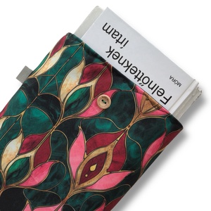 Bélelt könyvtok, gombos zárral, tulipános ablak mintával, gombos zárral - Meska.hu