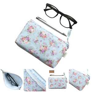 Rózsa mintás, pasztell kék prémium tolltartó, neszesszer, szemüvegtok - Artiroka design - táska & tok - neszesszer - Meska.hu