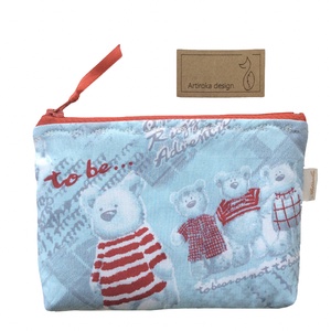 Mackó család,  világoskék irattartó, pénztárca - tolltartó neszesszer- Artiroka design - táska & tok - pénztárca & más tok - kártyatartó & irattartó - Meska.hu