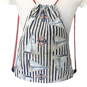 Tengerész stílusú - vitorlás hajó mintás, egyedi hátizsák, ovis zsák, tornazsák, edzéshez, úszáshoz - Artiroka design - táska & tok - hátizsák - tornazsák, gymbag - Meska.hu