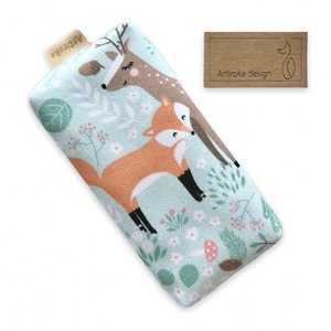 Róka,  őzike, nyuszi és madár mintás prémium pamut textil papírzsebkendő tartó - Artiroka design - Meska.hu