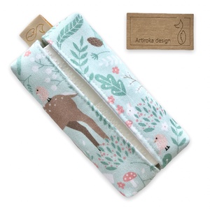 Róka,  őzike, nyuszi és madár mintás prémium pamut textil papírzsebkendő tartó - Artiroka design - táska & tok - pénztárca & más tok - zsebkendőtartó tok - Meska.hu