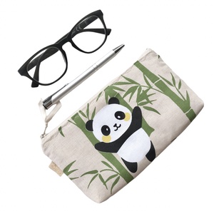 Natúr színű panda mackó mintás tolltartó neszesszer, szemüvegtok vagy mobiltok - Artiroka design, Otthon & Lakás, Papír írószer, Tolltartó & Ceruzatekercs, Varrás, Hímzés, MESKA