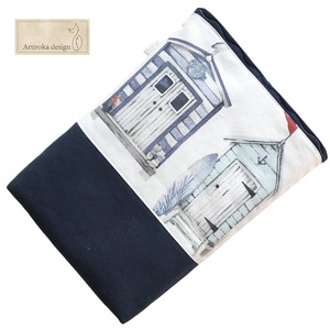 Tengerparti házak  mintás prémium pamut textil KÖNYVTOK - Artiroka design - táska & tok - ebook & tablet tok - Meska.hu
