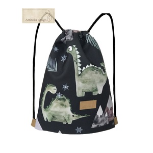 Dinó mintás,  VÍZÁLLÓ,  kosztaszító gymbag hátizsák - GYEREKNAP - Artirokadesign - Meska.hu