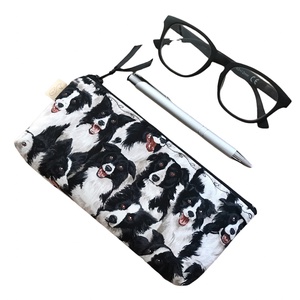 Border Collie kutya mintás, prémium pamut irattartó vagy tolltartó neszesszer, szemüvegtok - Artiroka design - táska & tok - neszesszer - Meska.hu