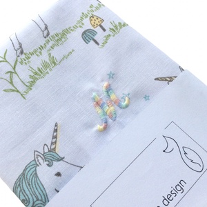 Hímzett, Unikornis mintás pamut textil zsebkendő -  - Artiroka design - szépségápolás - egészségmegőrzési kellékek - Meska.hu