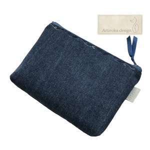 Farmerből készült kék színű irattartó pénztárca, neszesszer akár monogram vagy névhímzéssel  - Artiroka design  - Meska.hu