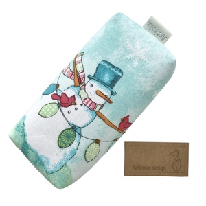 Hóember mintás, pamut textil zsebkendő tartó - TÉL - Artiroka design , Táska & Tok, Pénztárca & Más tok, Zsebkendőtartó tok, Varrás, MESKA