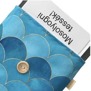 Türkizkék, hullám mintás vízálló KÖNYVTOK akár gombos vagy bőr kapcsos zárral is rendelhető - Artiroka design - könyv & zene - könyvtok - Meska.hu
