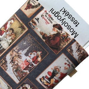 KÖNYVTOK - Retro karácsonyi képeslapok mintás könyvtok, akár bőr kapcsos zárral - Artiroka design, Könyv & Zene, Könyvtok, Hímzés, Varrás, MESKA